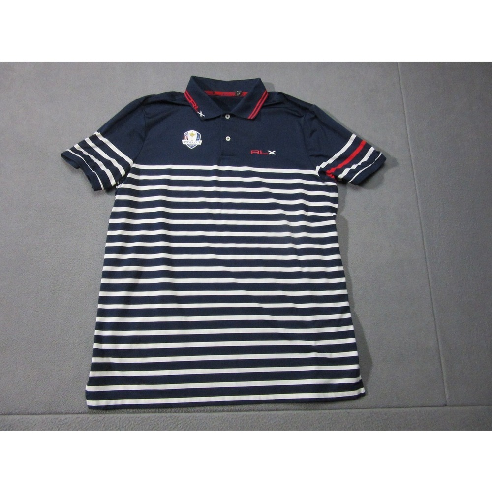 RLX Ryder Cup Shirt Polo Mens Large Blue White Striped Ralph Golf Performance